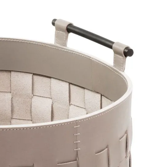 Multi-purpose leather braided dirty clothes storage basket organizer