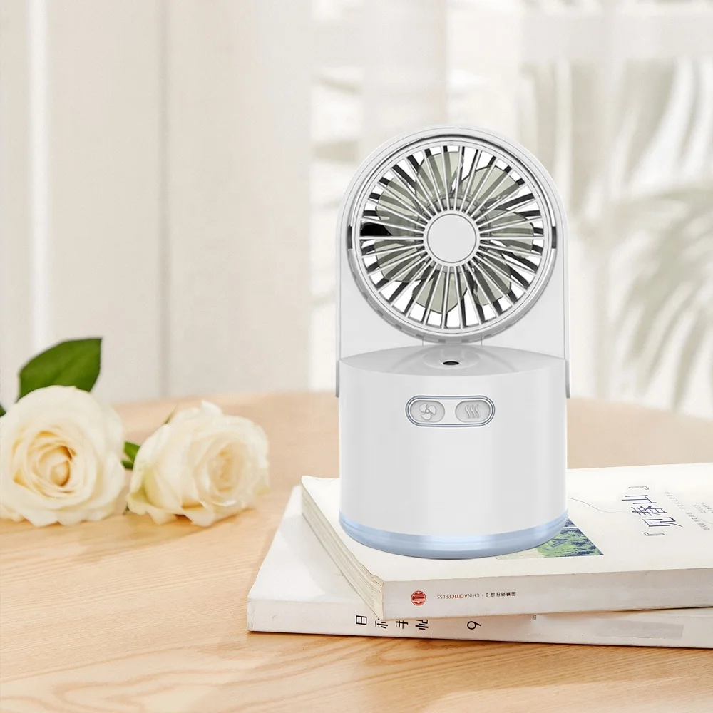 3 Speed rechargeable Misting Fans with Humidifier Cooling Fan with light and 300ml Water Tank for Bedroom Outdoor Tents