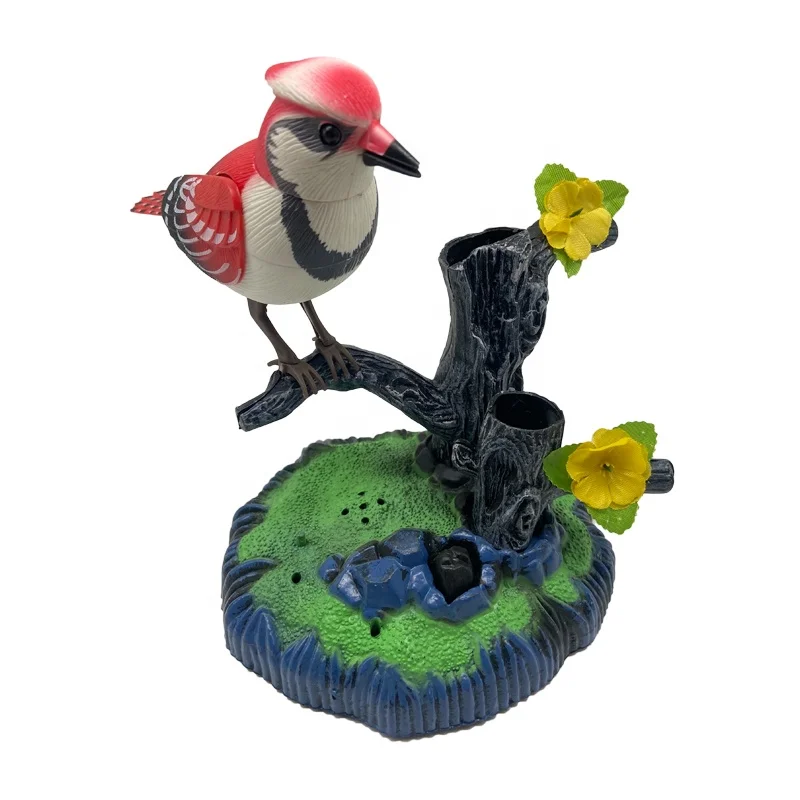 Shantou Wholesale Children Plastic Bird Cage Toys Simulation Sparrow Sounds Toys Voice Control Bird Toy