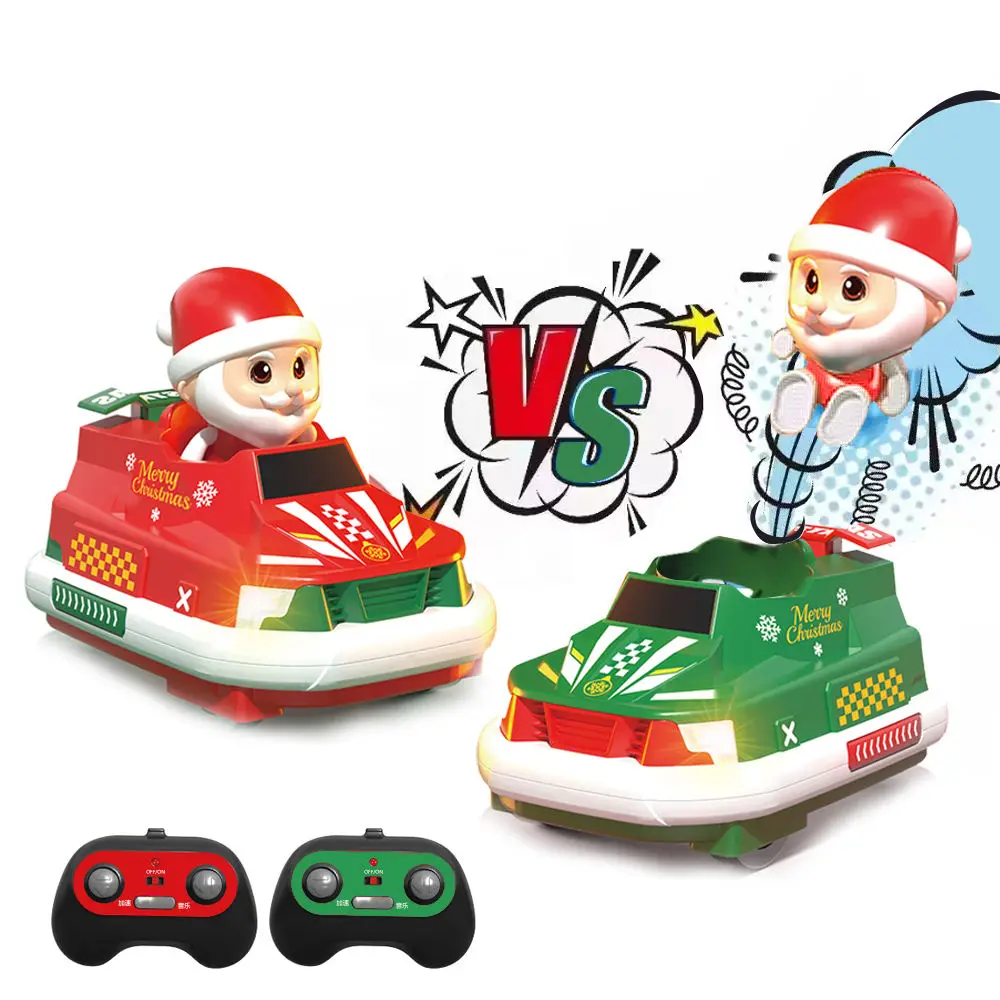 2.4Ghz Santa Claus Rc Xmas Bumper Car Remote Control Ejector Catapult Vehicles Christmas  Bumper Crash Car with Light Music