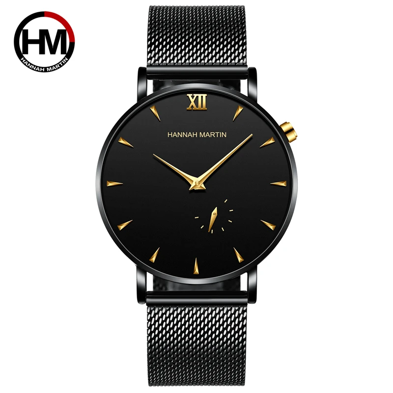 Hannah Martin Watch Factory New Design Custom Japan Quartz Stainless Steel Back Water Resistant waterproof Wrist Watch for Men