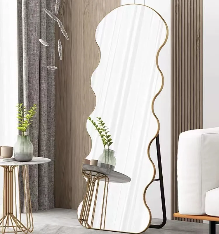 Waved Full-length Manufacturers Aluminum Alloy Wholesale Household Full Body Bedroom Shower Hanging Wall Mirror
