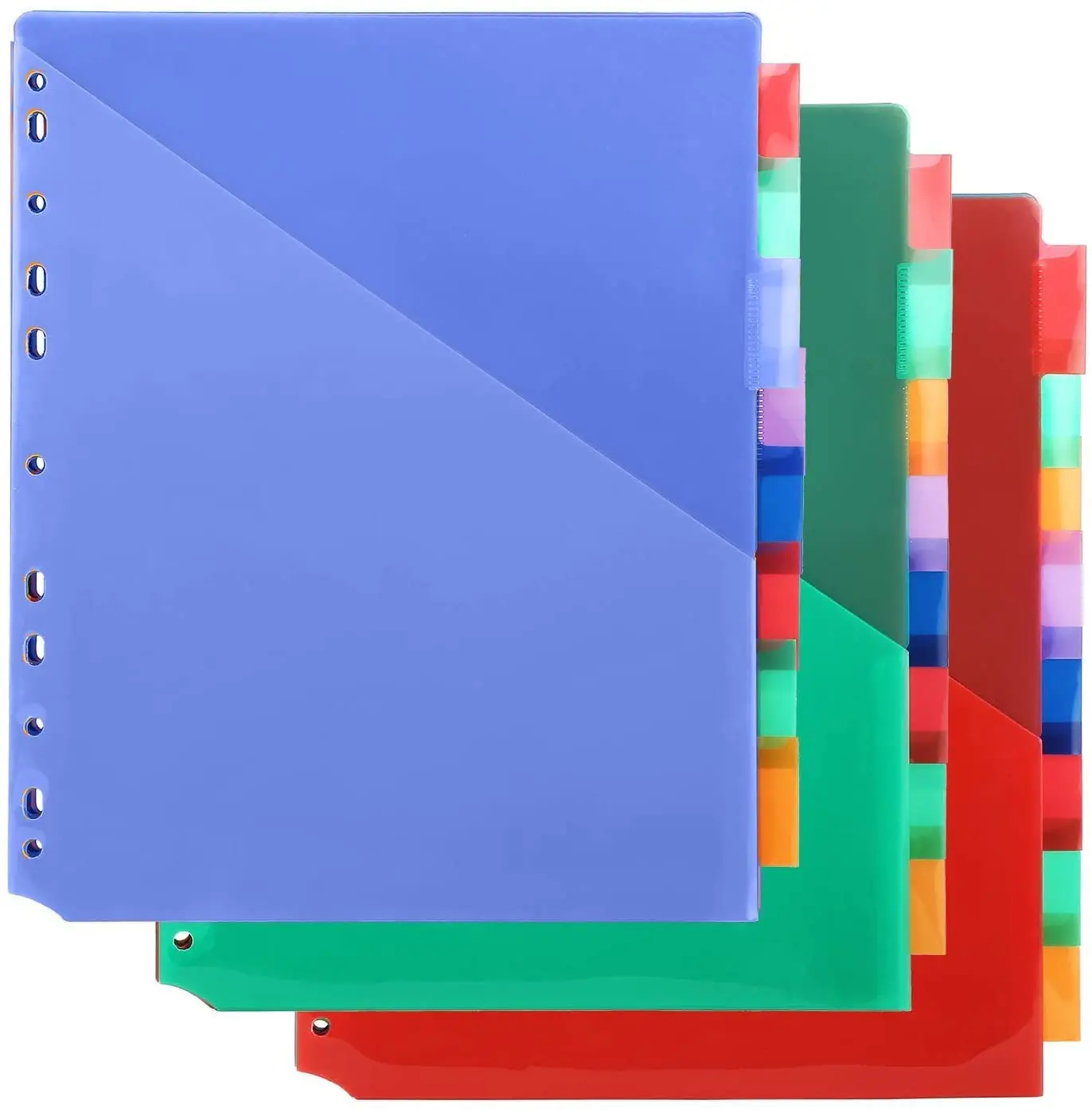 
PP Plastic 8-Tab Dividers Two Pockets Pocket Dividers for 3-Ring Binders, Assorted color holding A4 size Binder Dividers 