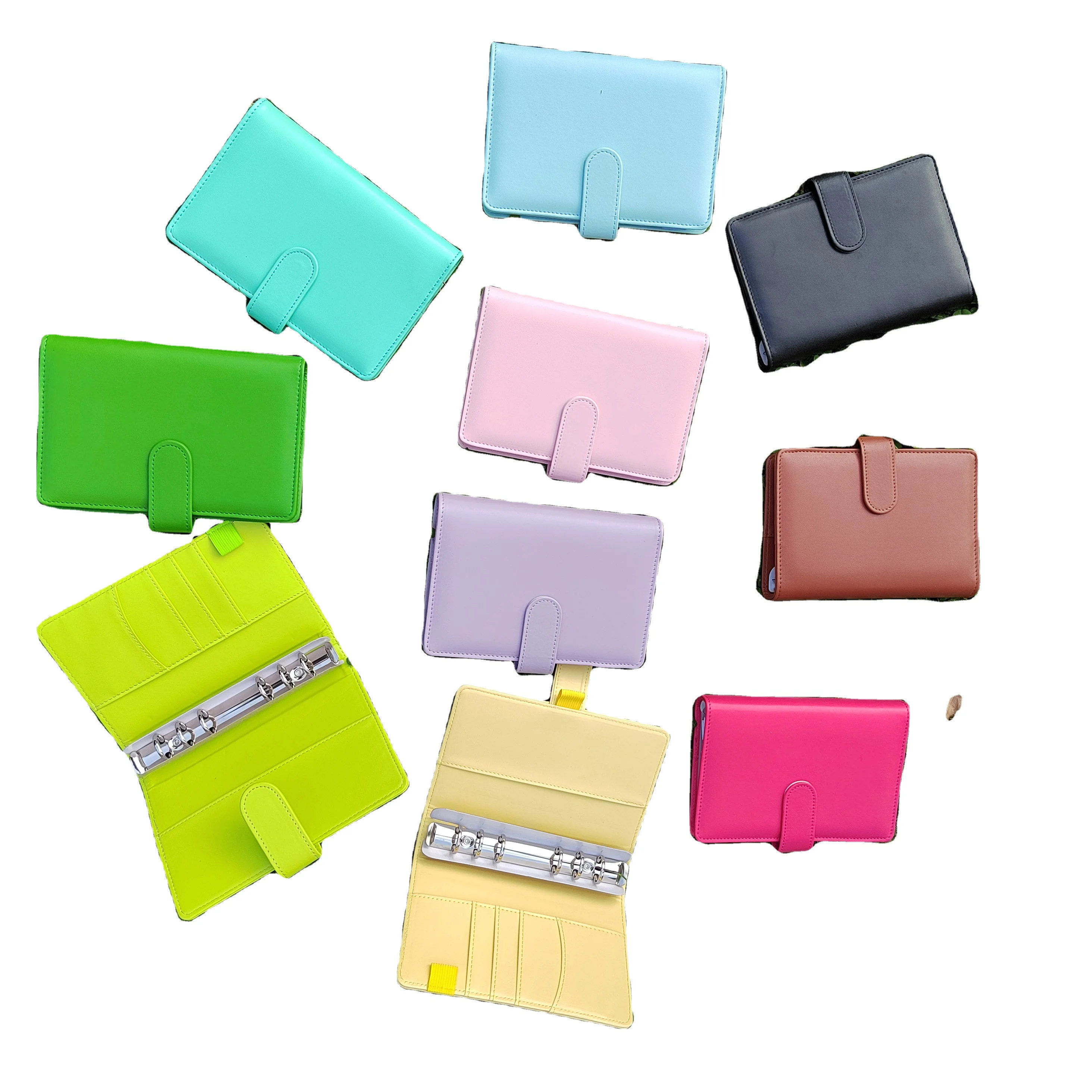 Wholesale Portable Macaron Color A5 A6 Binder 6 Rings PU Leather Notebook Journal Budget
