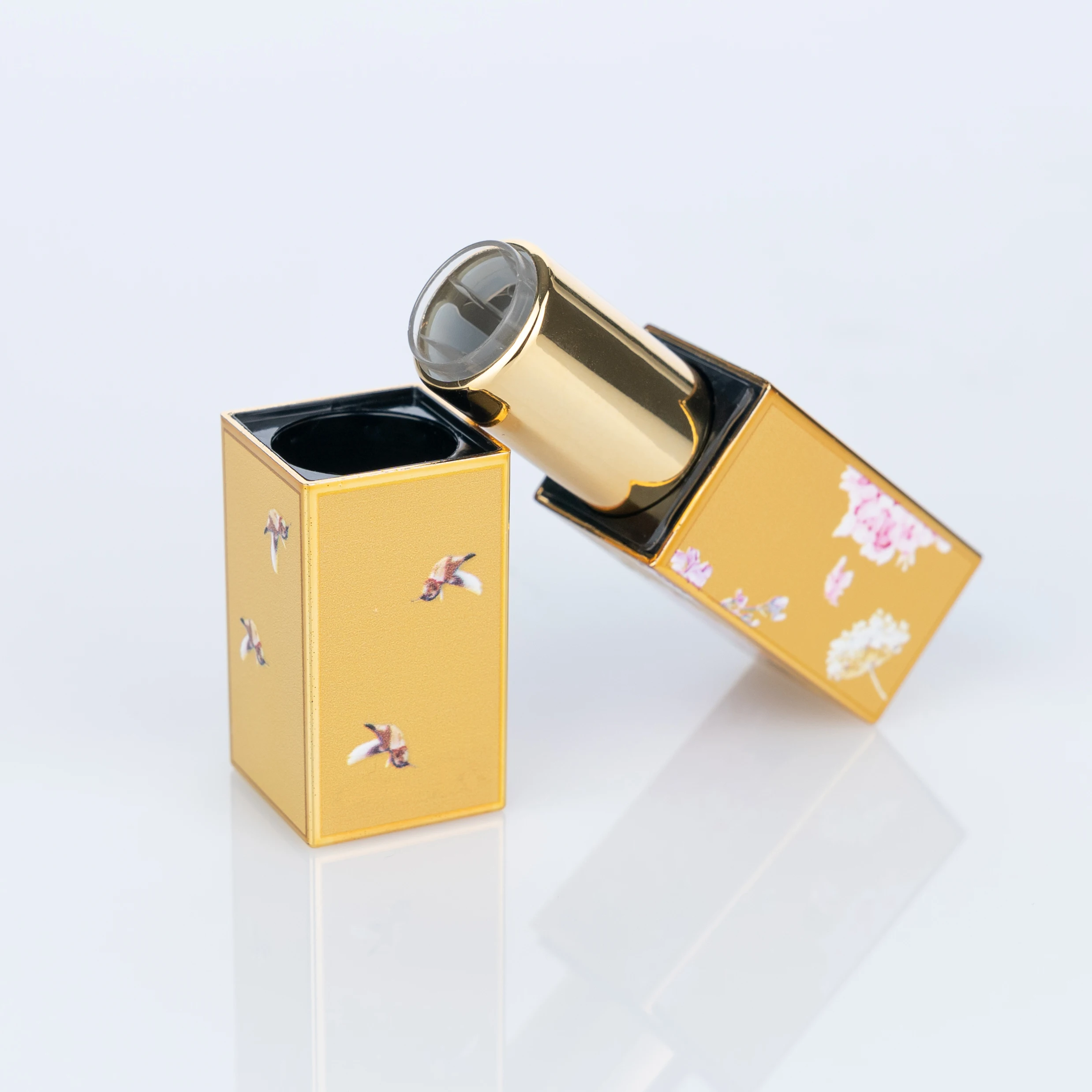 3.5g Yellow Luxury Lipstick Packaging Colored Cosmetic Container Aluminum empty lipstick tube Square Aluminum Tube