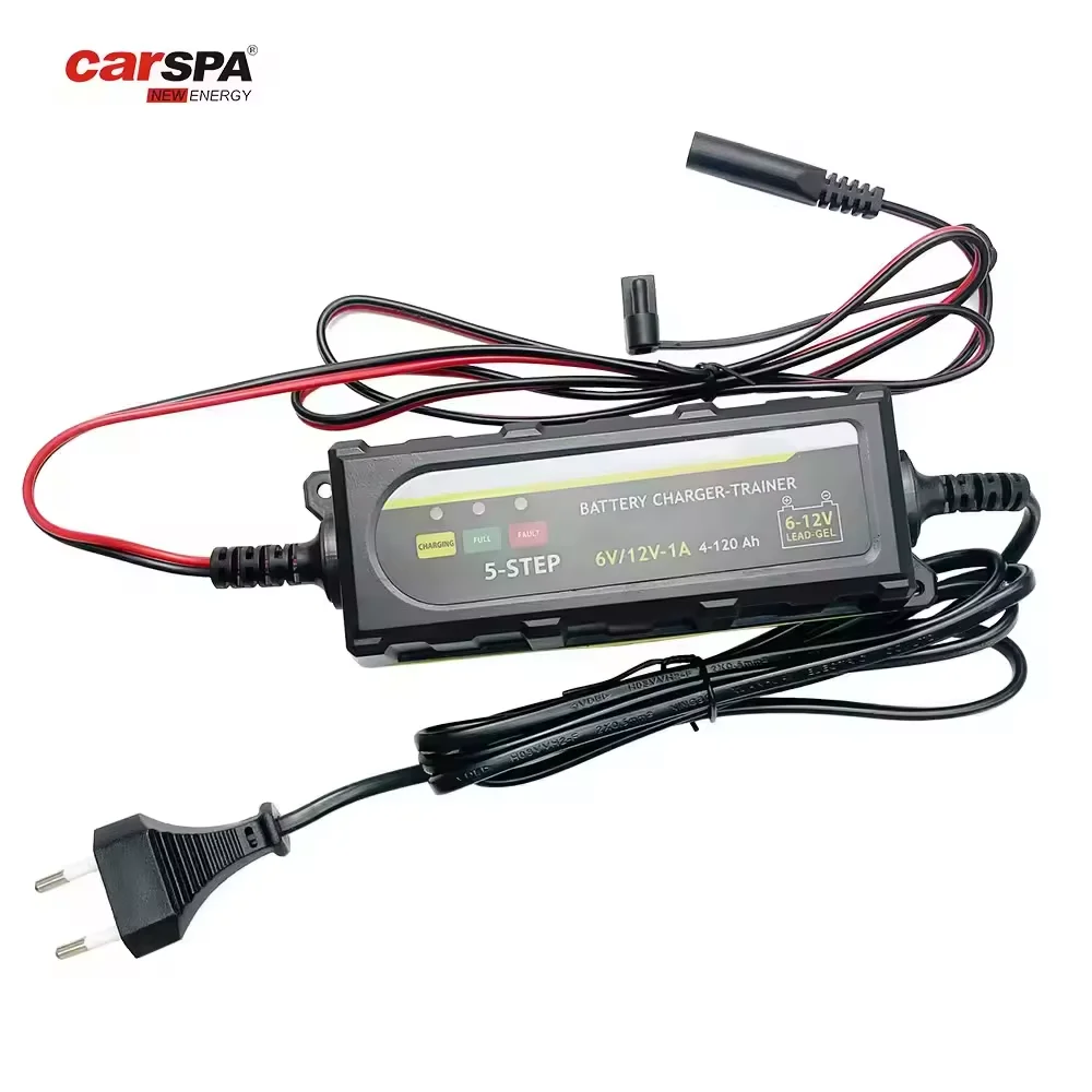 CARSPA new design for all 6v/12v STD, GEL, AGM cells Solar Cell charger 1A automatic car battery charger