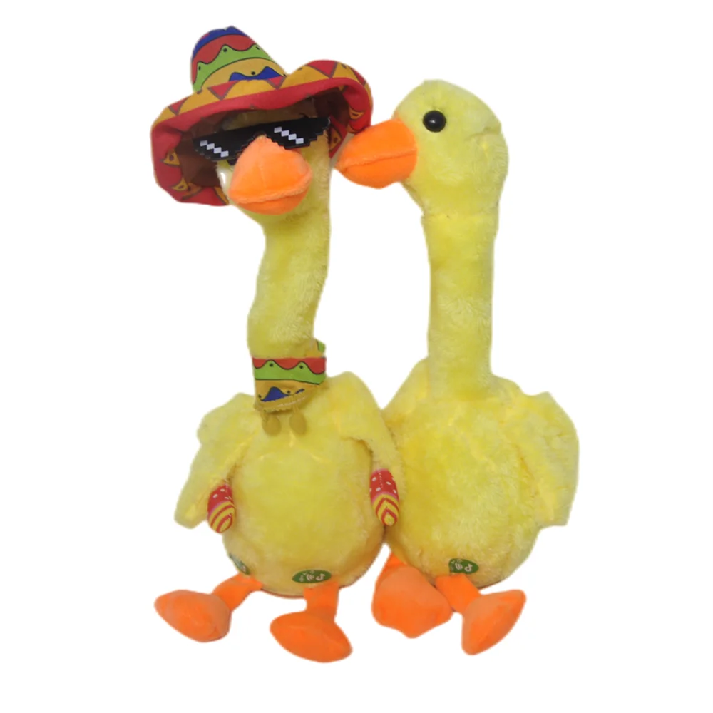 Funny Clothes Twist And Swing Electric Yellow Plush Talking Duck Toys