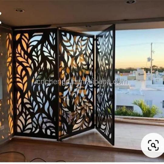 corten steel design laser cut privacy screen  fencing panel perforated garden metal main gate cured aluminum wall gates
