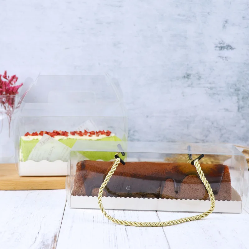 11.6X3X3CM Bakery Slicing Bread Rack With Handle And Cardboard Plastic Transparent Roll Cake Box
