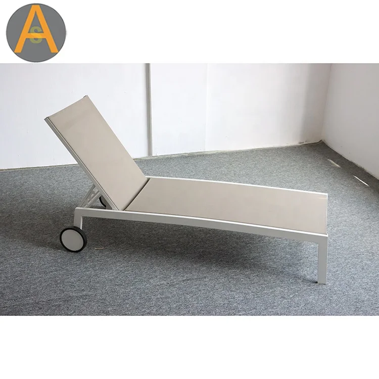 Adjustable teslin sling sunbed aluminum sun lounger pool chair outdoor lounge furniture