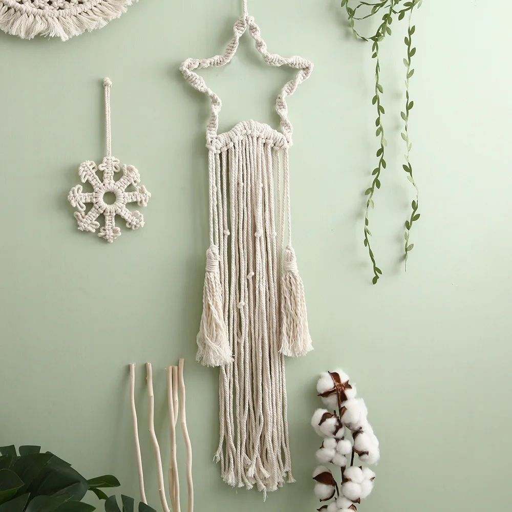 Moon Macrame Wall Hanging Boho Rope Woven Dream Catcher Wall Decor Chic Home Decoration