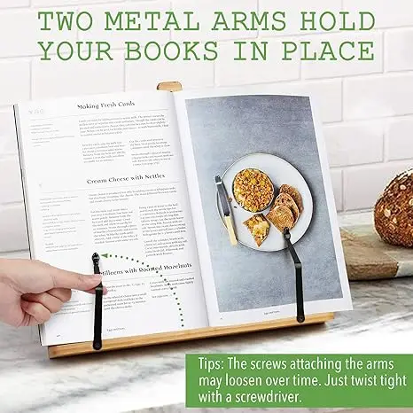 LotFancy Recipe Book регулируемая подставка для поваренной книги с зажимом страницы