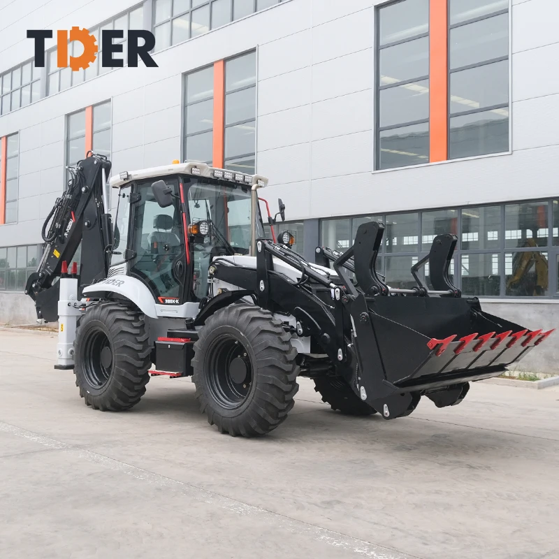 TDER excavator wheel back hoe loader 2.5Ton 2500kg H-leg Backhoe Loader with 6-in-1 bucket