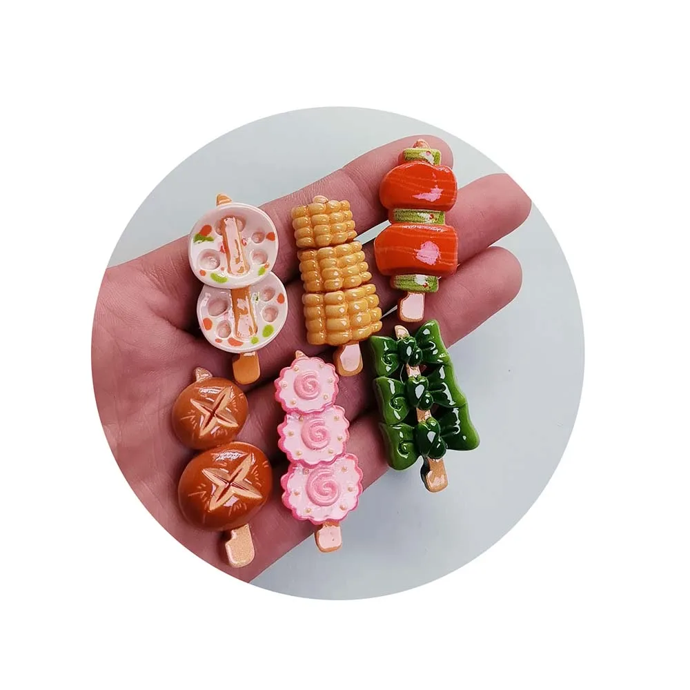New Funny 100Pcs Summer Favorite Food Flat back Resin Cabochons Miniature Artificial Doll House Food Embellishments Party Favors