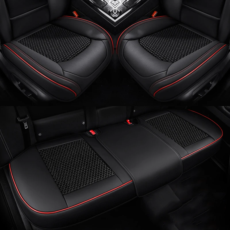 Gray Car Seat Cover 2 Pack, Universal Leather Front Seat Covers Bottom Protector, Anti-Slip and Full Wrapping Edge Compatible