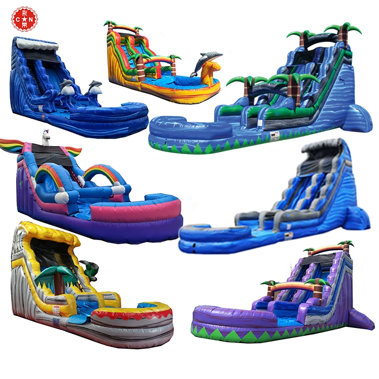 guangzhou commercial kids adult inflat backyard slide pool bounce double giant inflatable water slide with pool