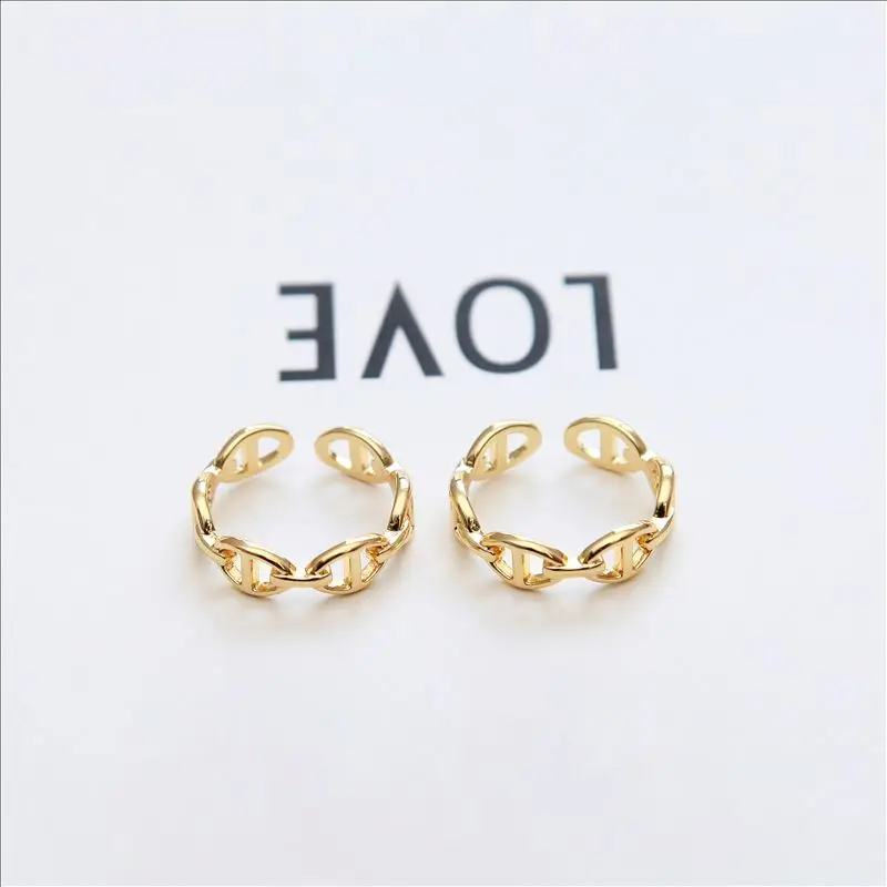 Maxery New Design Metal Brass French Cool Style Ring Hot-Selling Pig Nose Brass Ring Opening Adjustable Ring Ins