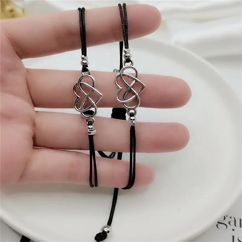 Popular Silver 8 word Bracelet Metal Love Heart Bracelet for Couple Best Friend Birthday Party Jewelry Gift Set