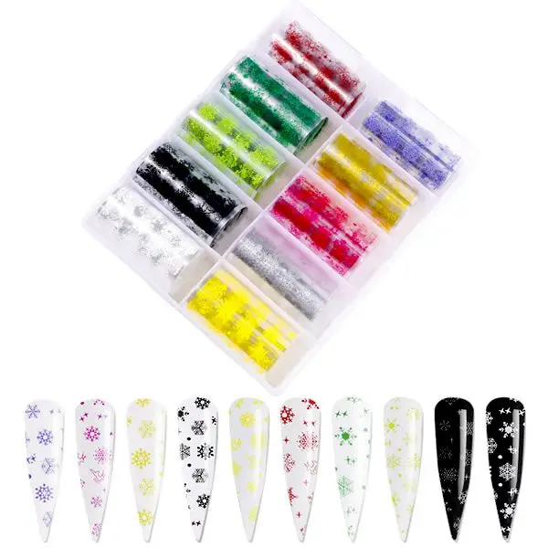 
4cm*100cm/roll 10 Designs White Snow Flake Roll Designer Nail Foils 