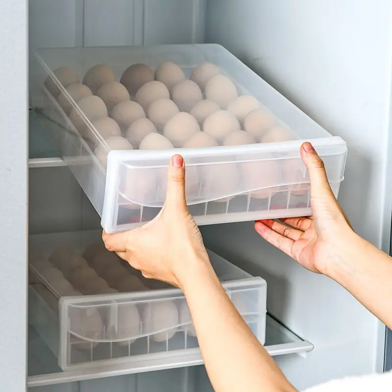 Pull Out Plastic 30/60 Separate Case Anti-skid Egg Box Kitchen Refrigerator Egg Storage Box