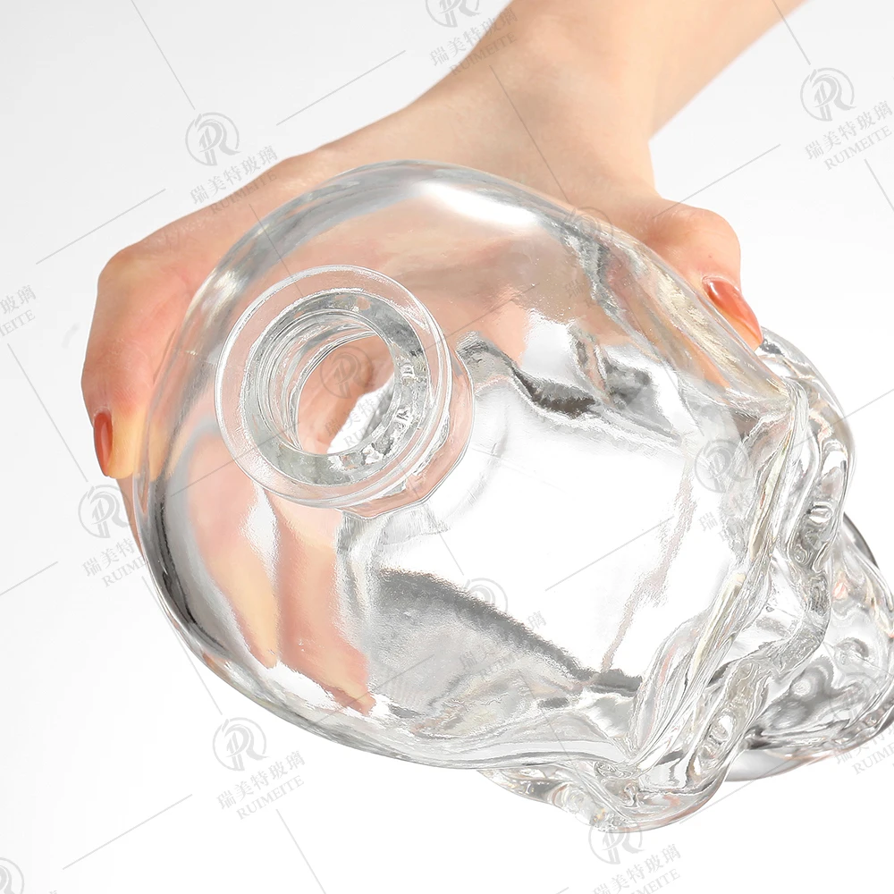 skull design 750ml vodka bottle 500ml 700ml spirit XO  liquor wine glass bottle