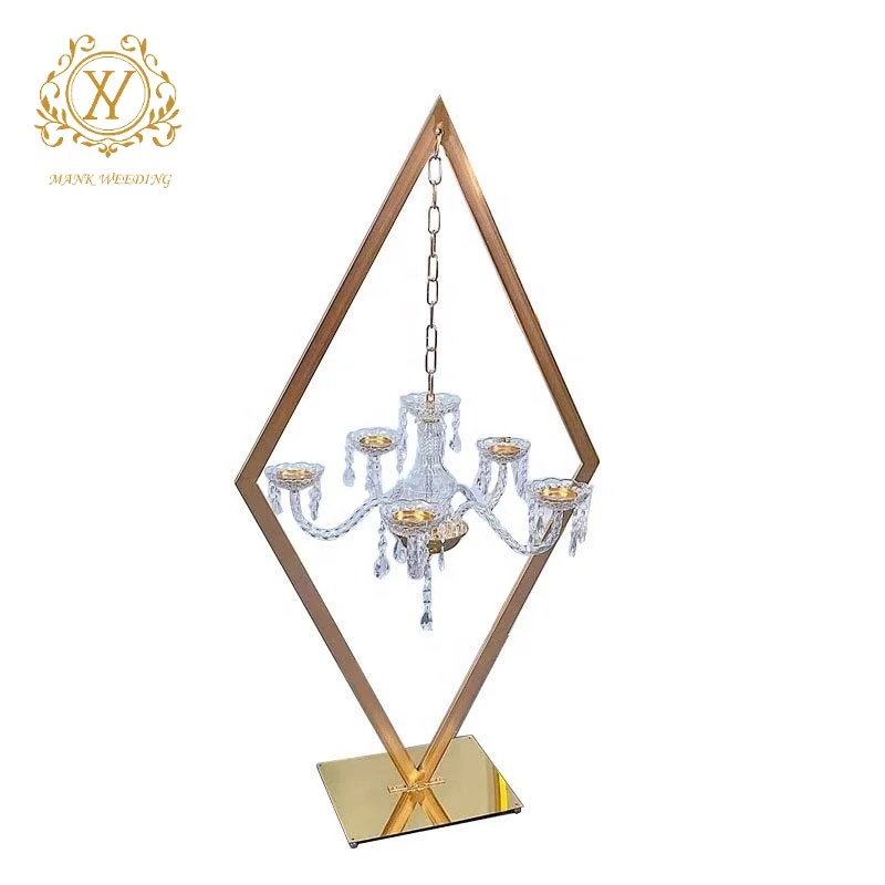 Tall Candle Holders For Weddings Gold Silver Diamond Crystal Chandelier Candlestick Wedding Table Centerpieces