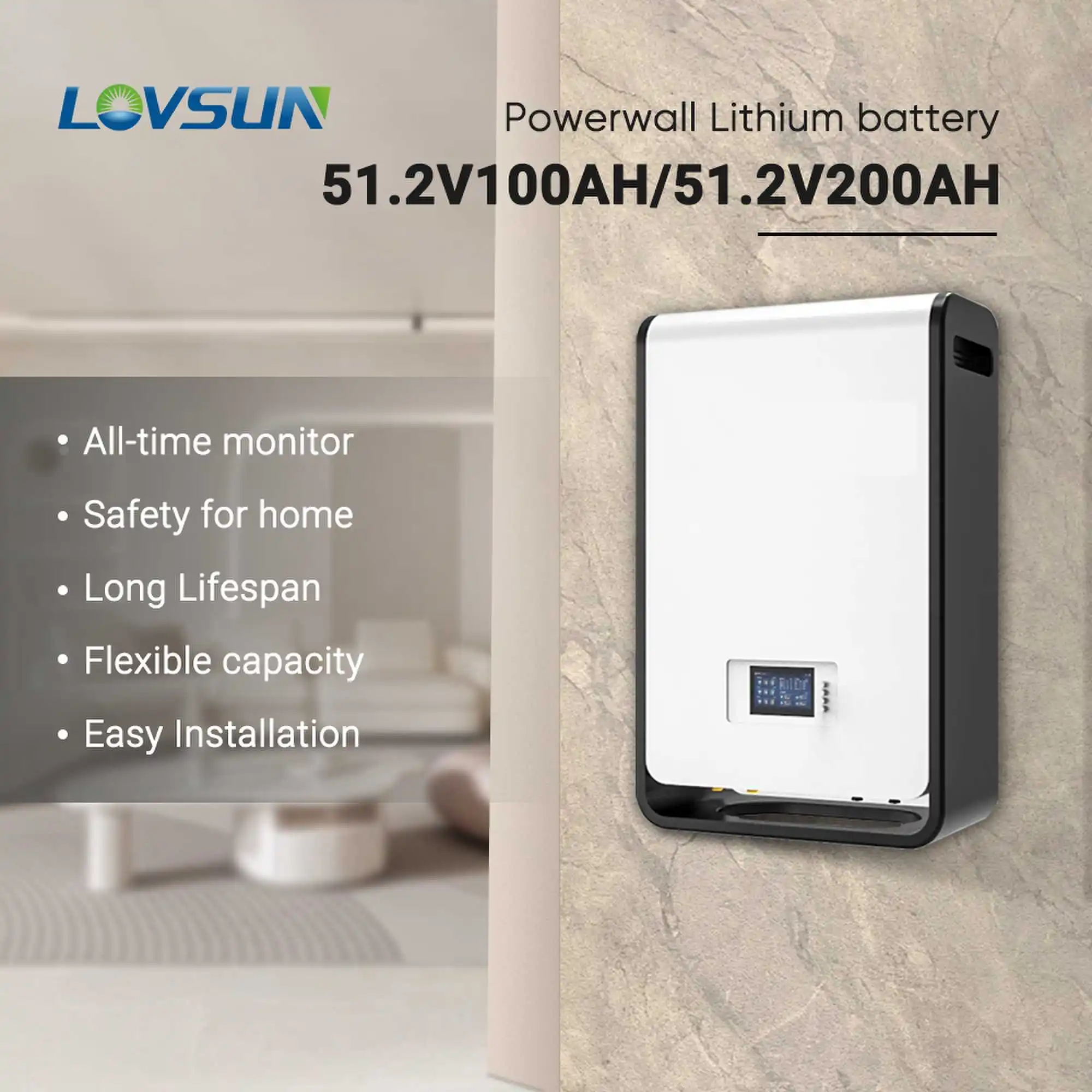 Powerwall Solar Batterie Solaire 100Ah 200Ah 10Kw 5kw 48V 51.2V Home Energy Storage Lifepo4 Lithium Ion Battery for solar system