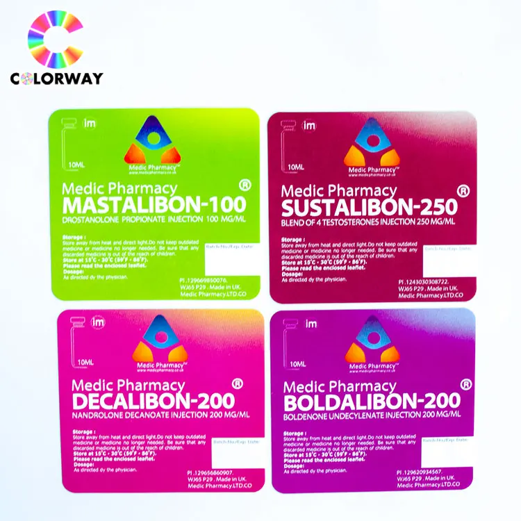 free design stamping red foil holographic 10ml vial label printing