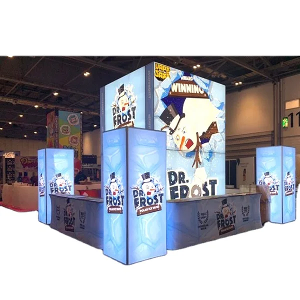 Custom Printed Aluminum Structure Stretch Fabric Double Sided Backlit Trade Show Booth 20X20
