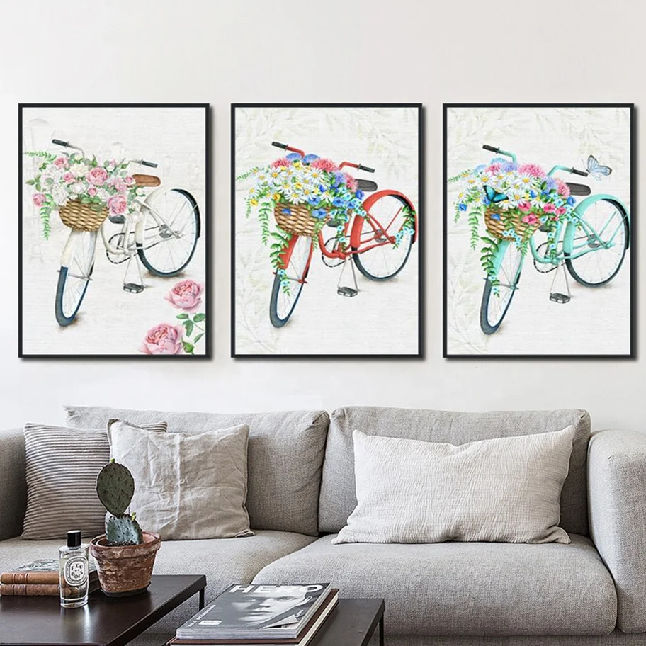 
Cartoon Bike Mural Wall Decor Canvas Art Home Decorative Canvas Painting for Living Room 