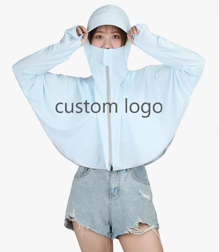 CSP02 Summer Sunshade Hooded sun protection casual outdoor long sleeve custom logo sublimated women rash guard uv clothing