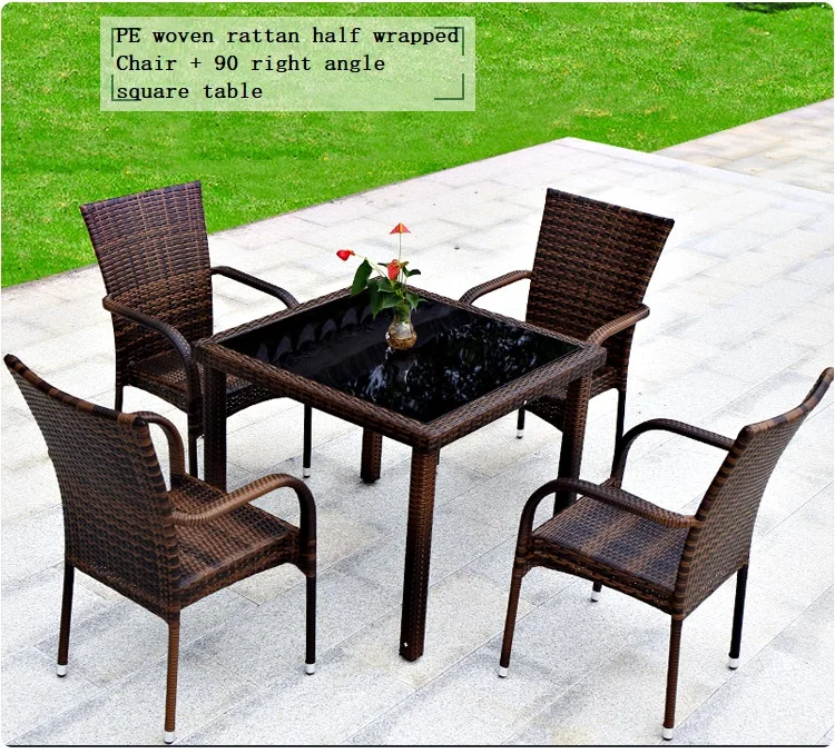 Outdoor villa courtyard rattan table and chair combination garden outdoor courtyard balcony waterproof rattan table and chair