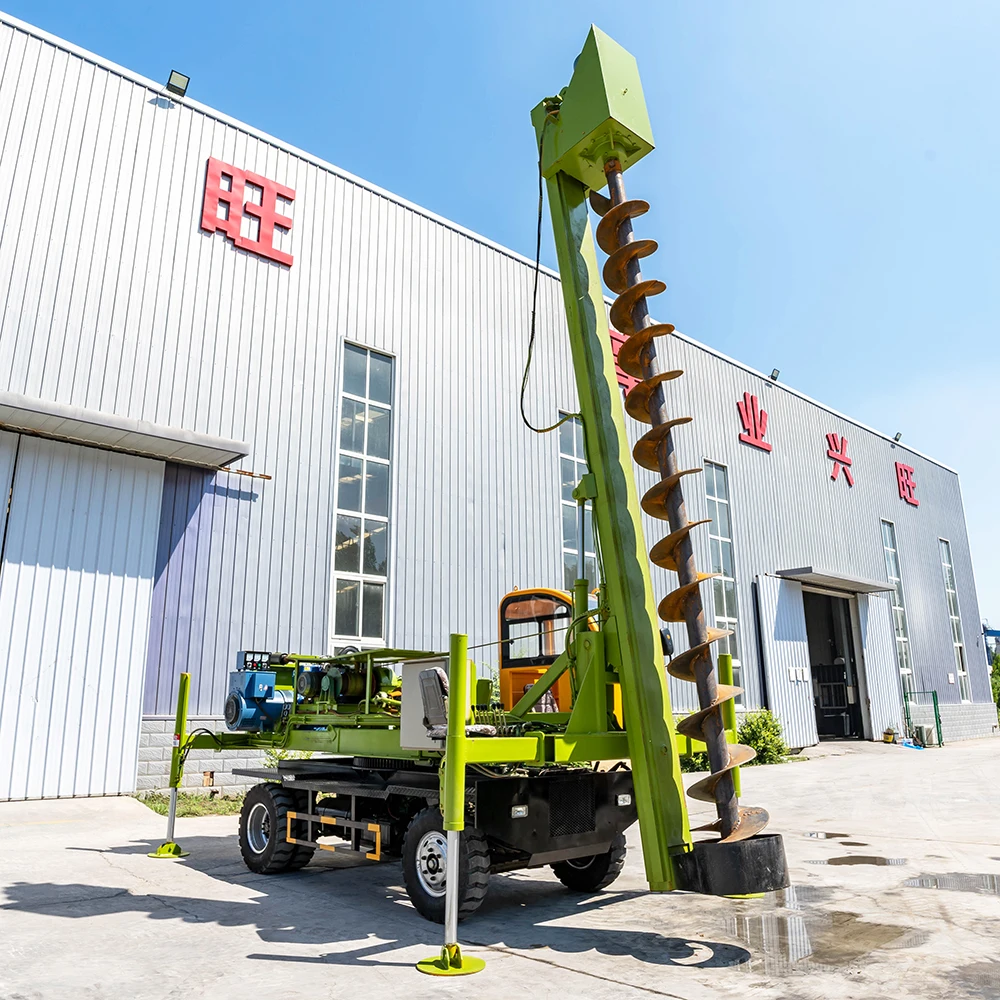 Engineering Construction Diesel Hydraulic Screw Pile Driver Photovoltaic wheel Screw Pile Driver