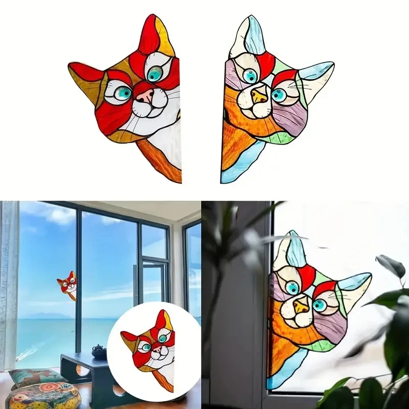 1pc Cat Peeking Glass Window Sticker, Thickened Waterproof And Moisture-proof Window Film For Glass, Ceramic Tiles Home Decor