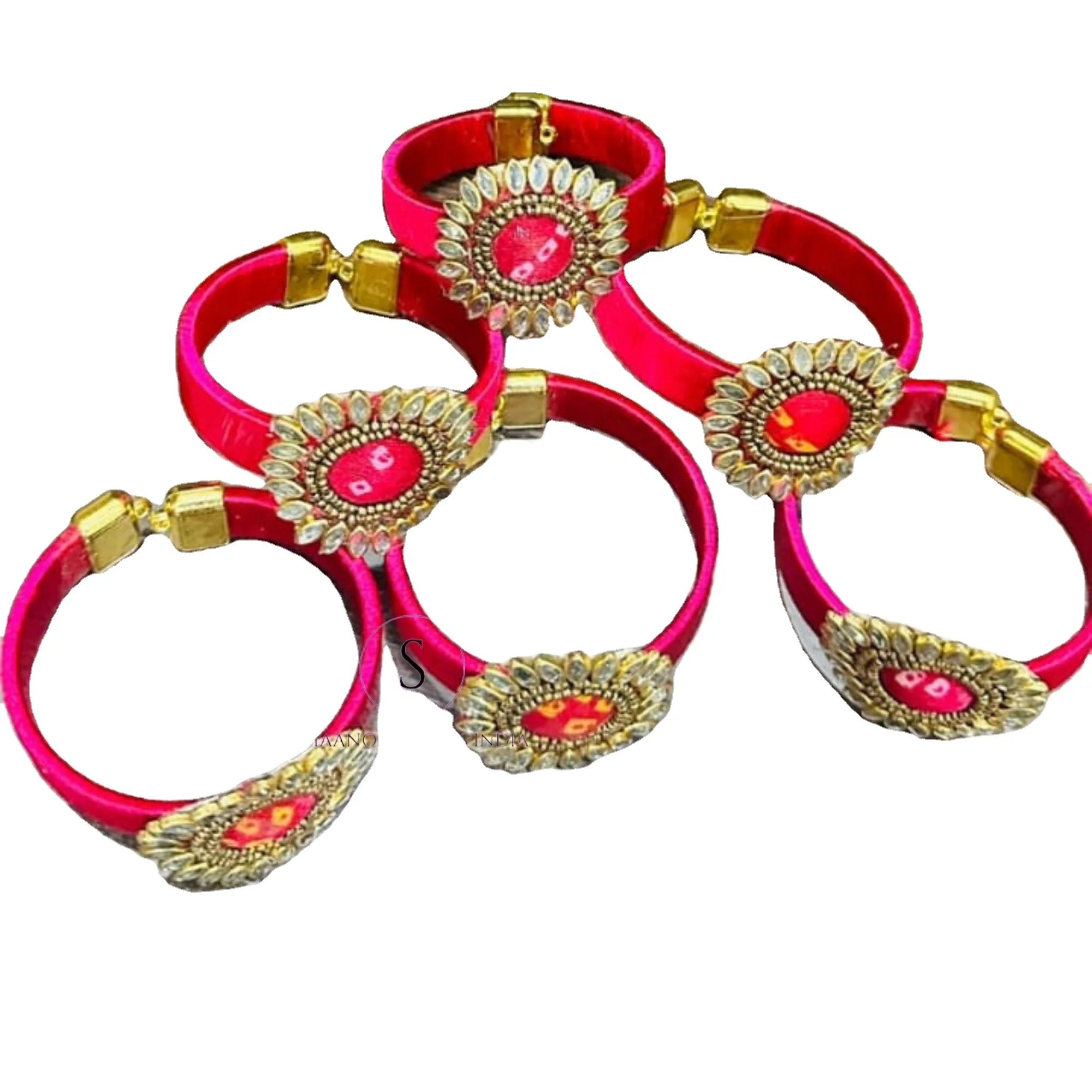 Indian Bracelet Thread Kundan Stone Bracelet For Bridal Haldi and Mehndi Handcrafted Dholki Gana Presents Wedding Return Gifts