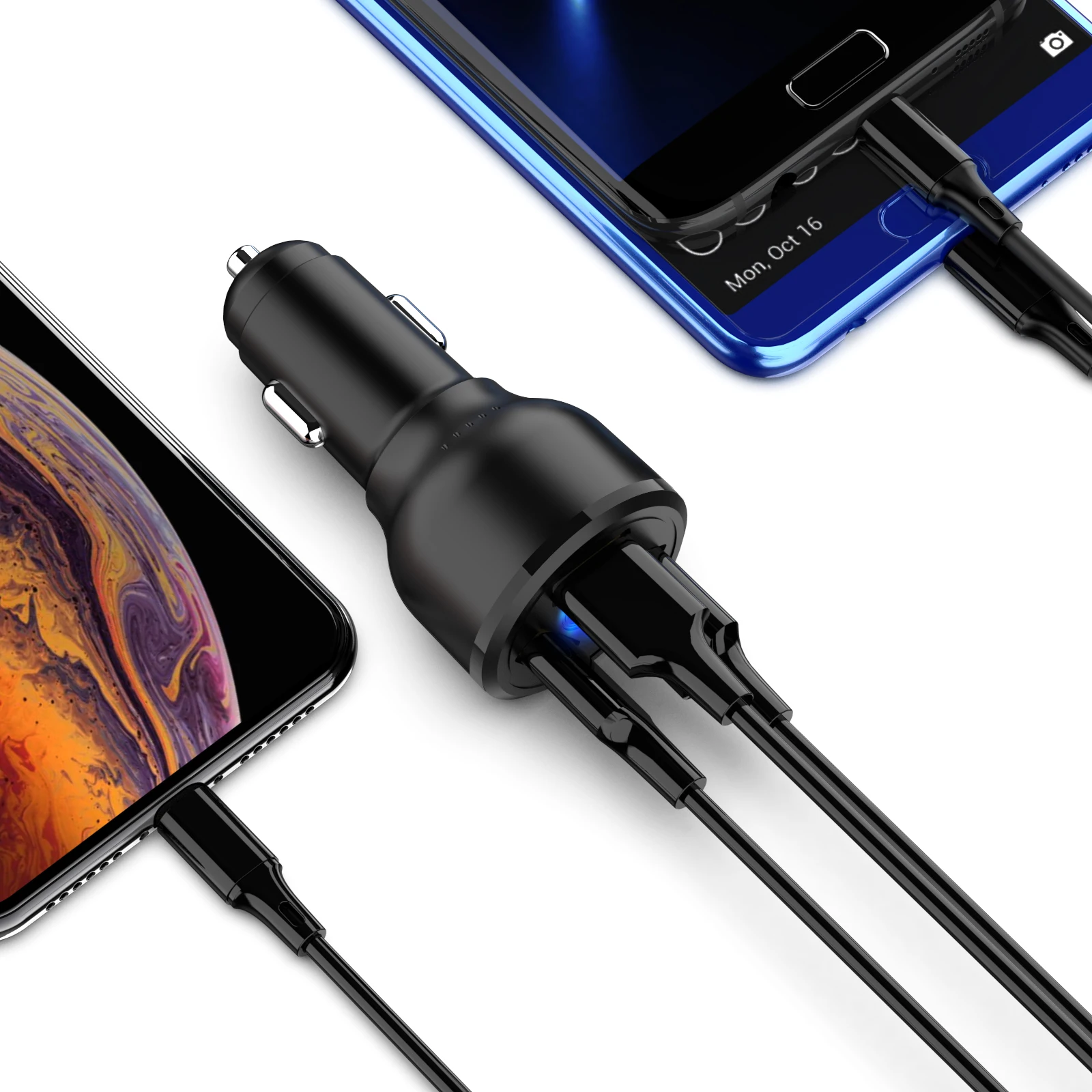  QC3.0 3 порта быстрой зарядки USB зарядное устройство адаптер 54 Вт QC автомобильное для мобильного