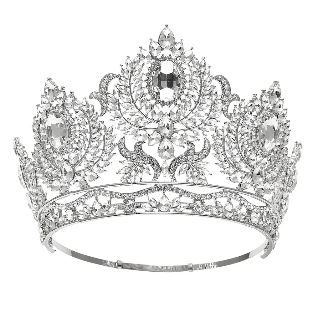 Europe And The United States Super-sized Bride Crown Beauty Pageant Crown For Queens Baroque  Yellow Crystal Full  Crown