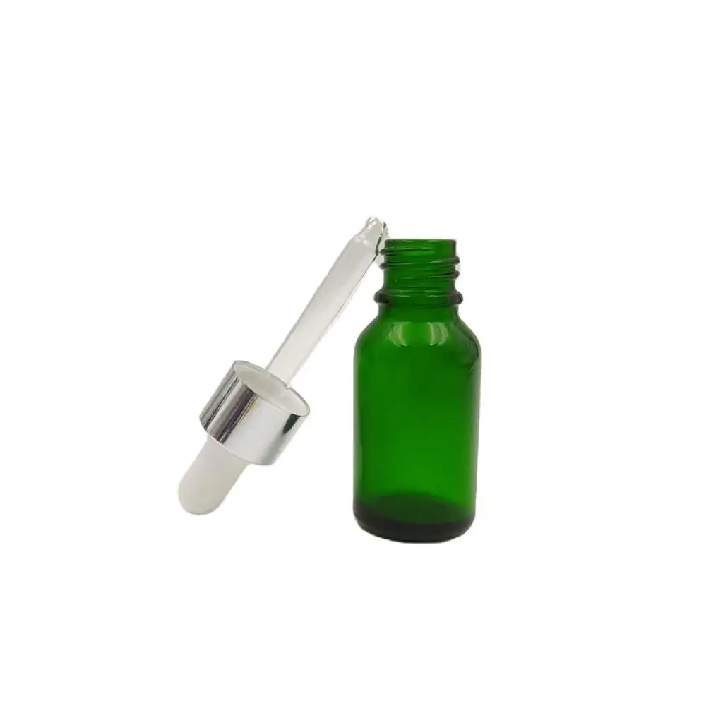 Glass Perfume Dropper Bottle Green Screen Printing Personal Care Factory Wholesale 15ml with Screw Cap