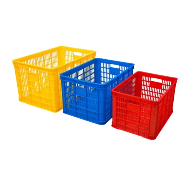 Stackable plastic crates for fruits and vegetables