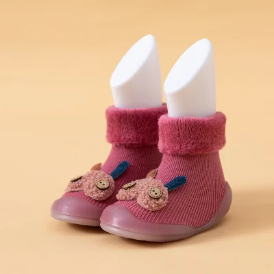 Funny Cute Animal Soft Thick Terry Rubber Sole Baby Child Shoes Socks