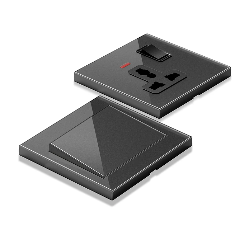 S3.1 grey electric switch large board acrylic touch wall switches wifi usb wall socket for household