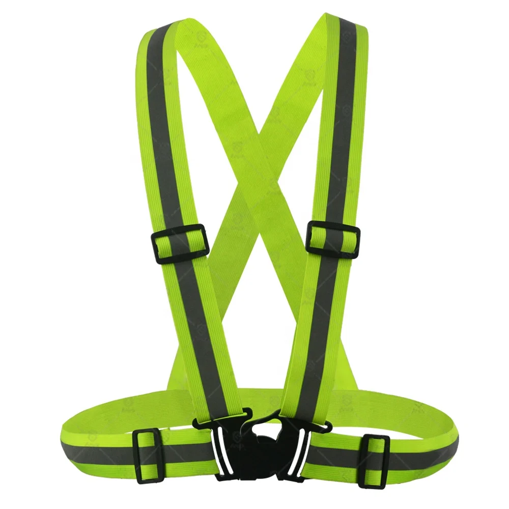 Outdoor night running yellow safety hi vis warning reflective vest cycling reflective security vest belt