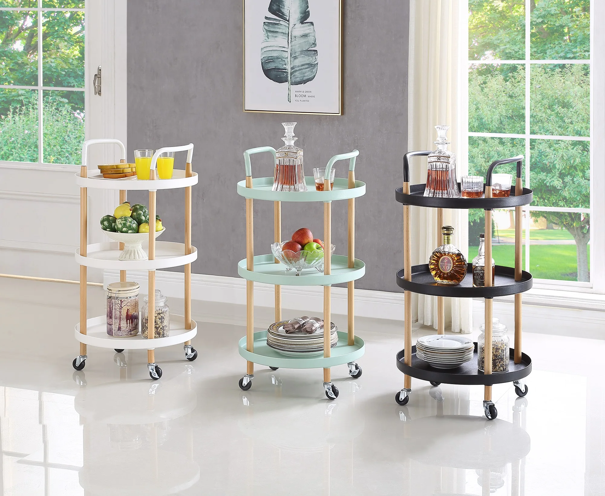 Hot Sale Small Packing Kitchen Trolley Furniture 3-tier Storage Trolley
