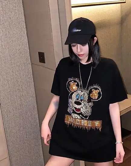 2022 korea diamond T shirts loose casual cartoon girl t shirts OC375