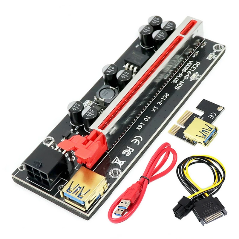 Factory direct wholesale new ver 009s plus pci-e riser 1x to 16x riser Ver 009s plus gpu riser with 8 capacitors
