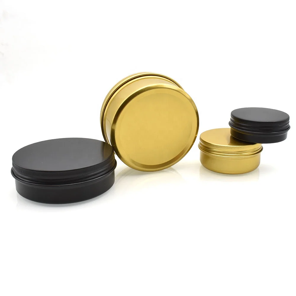 Перерабатываемая золотистая металлическая банка для крема тела 50 мл 60 80 пустой алюминиевый контейнер хранения сушеных