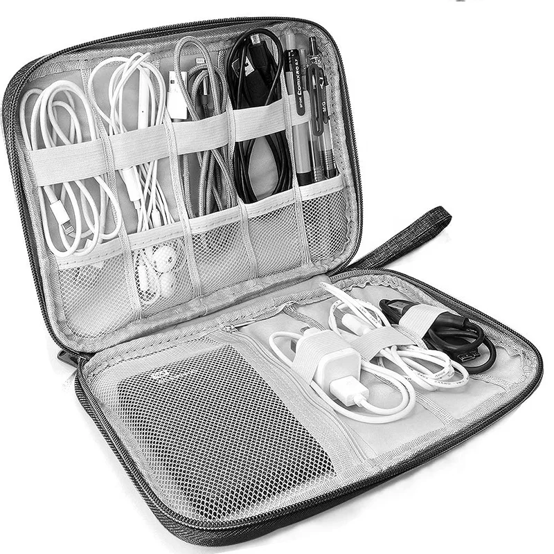 Travel Double Sided Cable Organizer Bag Electric Data Cable Bag Organizer