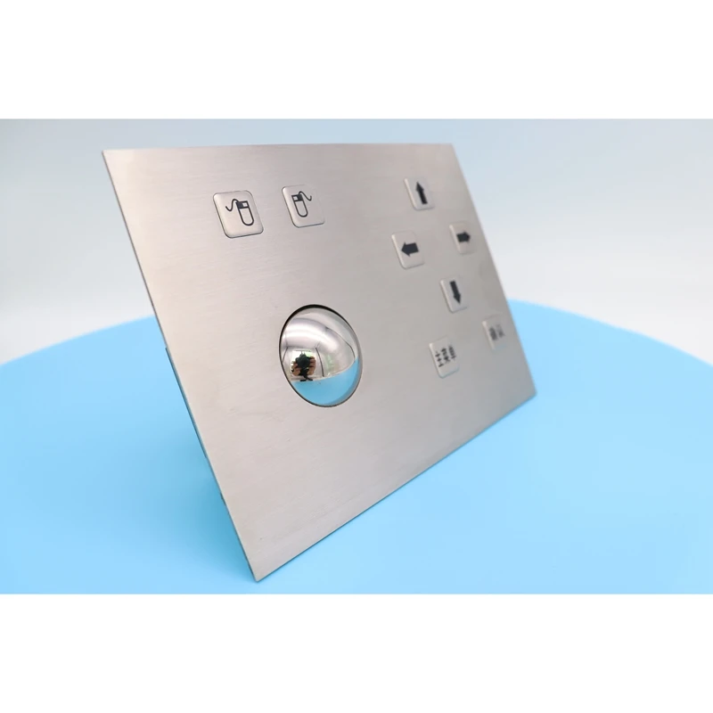 Good reputation 8 Keys IP65 waterproof Industrial Keyboard stainless steel trackball with integrated numeric keypad