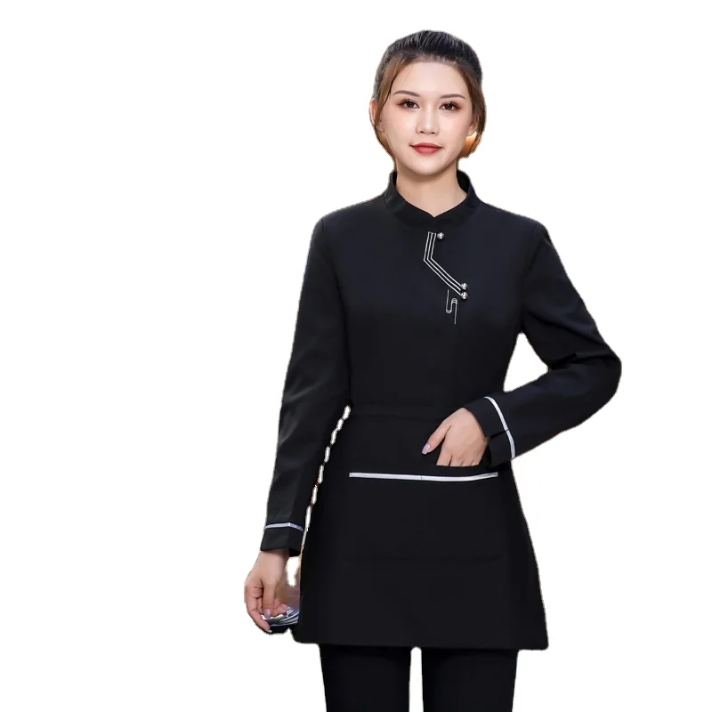 Осенне-зимняя одежда с длинными рукавами для гостей, официанток, официанток, комбинезон, мужская униформа для ресторана и фермы