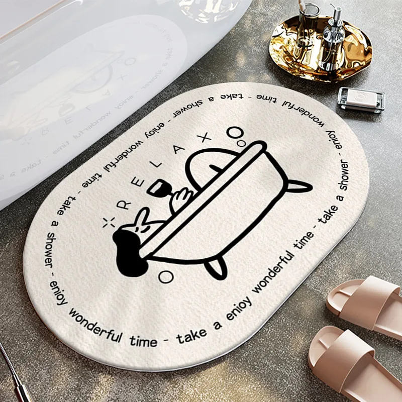 White black cute hotel bath mat for bathroom